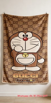 Gucci x Doraemon Brown Monogram Throw Blankets IMG_2842
